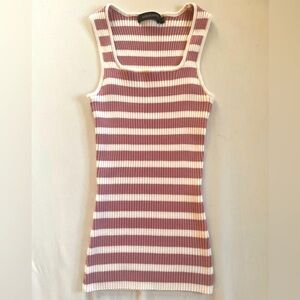 Merokeety Purple & white striped Ribbed Tank Top